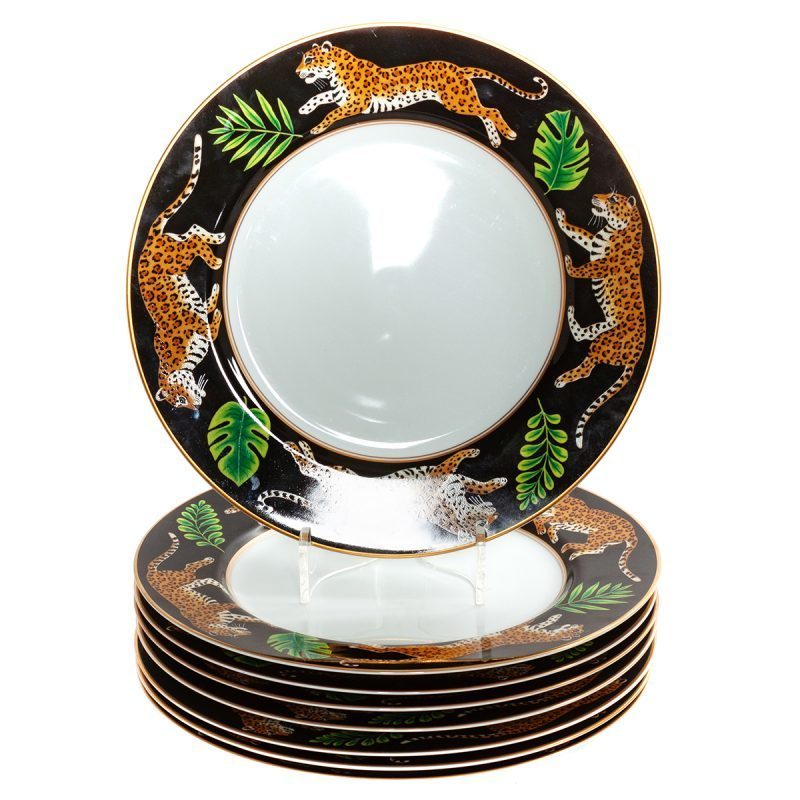 希少　レア　LYNN CHASE リンチェイス　ジャガージャングル中皿　ケーキ皿 Lynn Chase Porcelain in St. Louis Fall Auction