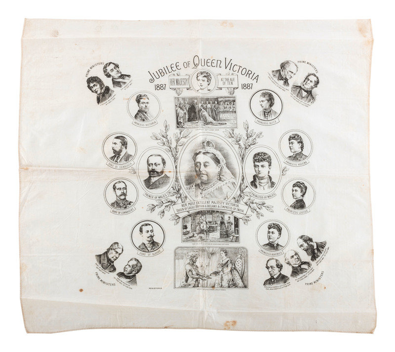ROYALTY]. Poster and textiles celebrating Queen Victoria and
