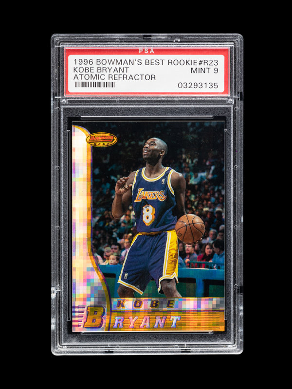 A 1996-97 Bowman's Best Atomic Refractor Kobe Bryant Rookie Basketball Card  No. R23 (PSA 9 MINT) Lot 5