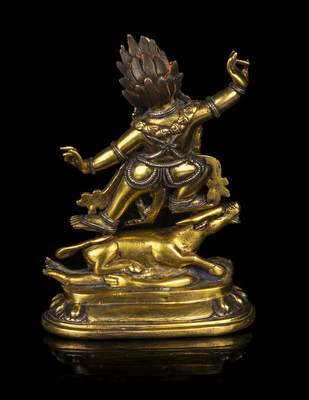 アクセサリー Yamamura A Tibetan Gilt Bronze and Silver Inlaid Figure of Yama Dharmaraja