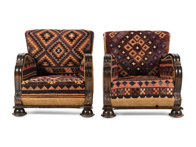 A Pair of Kilim Upholstered Club Chairs Lot 53