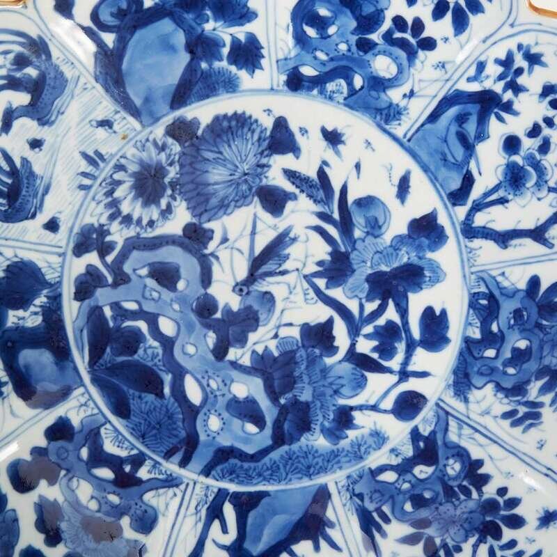 中国古玩青花古染付薄瑠璃宝珠文蓮華二客 中国古玩青花薄瑠璃古染付宝珠文蓮華一客 - メルカリ