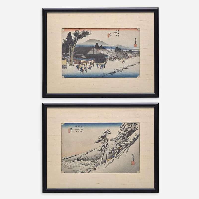 ひろしげ Utagawa Hiroshige 歌川広重浮世绘两幅(Japanese b.1797-d.1858) Lot 203