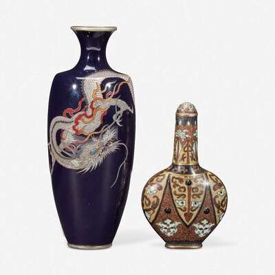 骨董　アンティーク　中国骨董　鼻煙壷　陶製　翡翠？　コレクション　清朝 A small Japanese cloisonné 