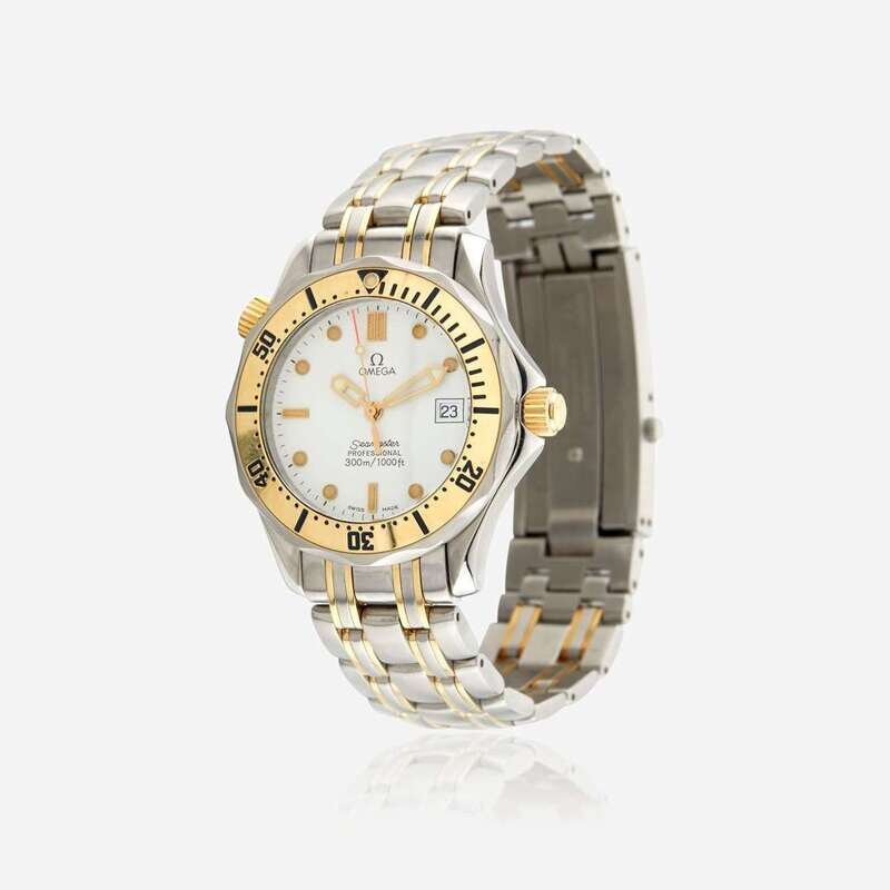 A stainless steel and gold divers watch Omega Seamaster Professional Ref. 196.1502 Lot 169