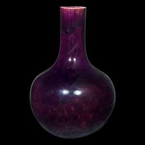 A Chinese aubergine-glazed porcelain bottle vase, Tianqiuping 茄皮