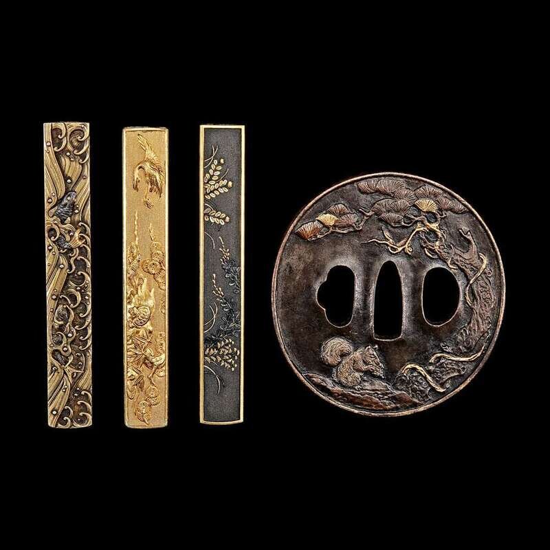 Three Japanese signed kozuka handles and a 