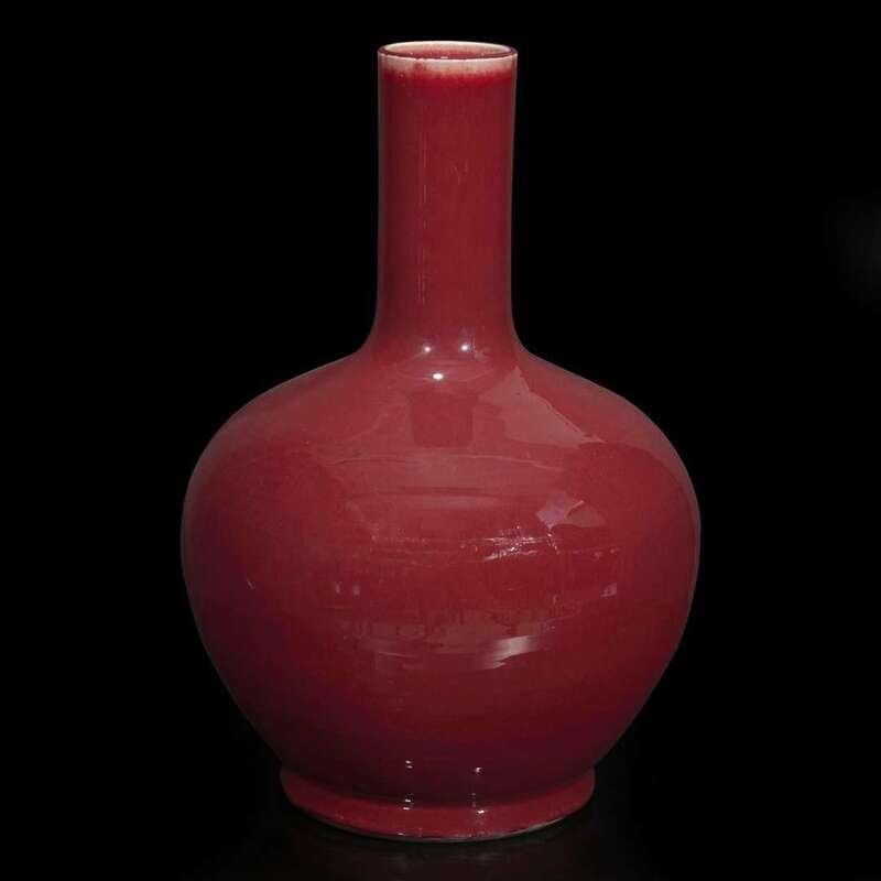 A large Chinese copper red-glazed porcelain vase
