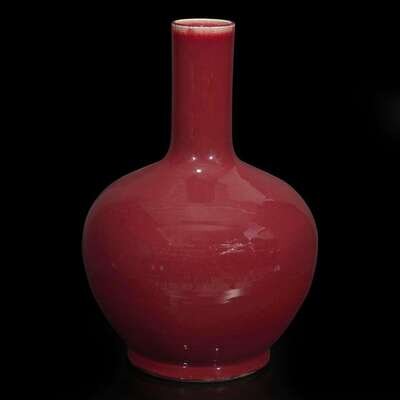 A large Chinese copper red-glazed porcelain vase