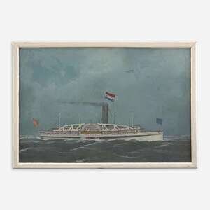 Antonio Jacobsen (American-Danish, 1850-1921), Bristol Paddle Steamer 