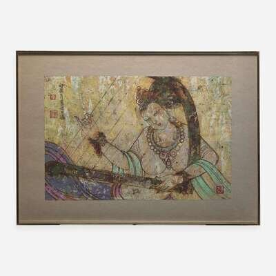 中国額絵 Qing Zhong Ming 秦忠明 宣纸油彩画两幅 (Chinese b.1938-) Lot 139