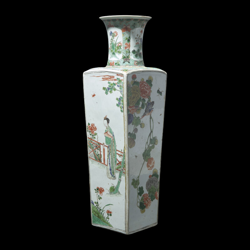 流】中国美術 辰砂 花瓶 高24.5cm 箱付 KY765