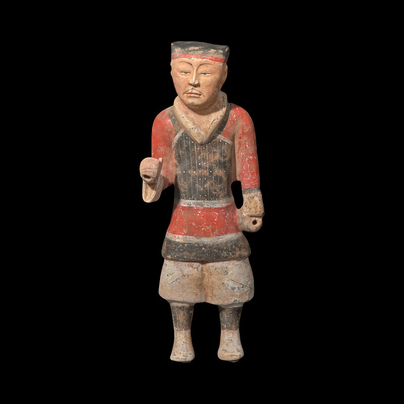 【 三彩人物俑 】 １７～１８世紀　大型陶俑　５６ｃｍ　誂え箱付き 三彩官人 文化遺産オンライン