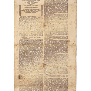 [Washington, George] Printed Broadside of Washington's First Inaugural Speech