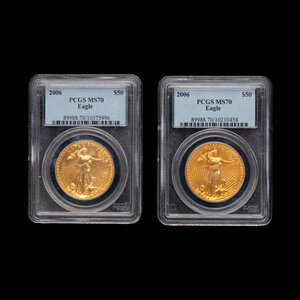 Two 2006 Gold Eagle $50 Coins (PCGS MS70)