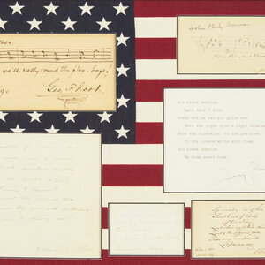 [Americana] Howe, Julia Ward, Irving Berlin, John Philip Sousa, Samuel F. Smith, and George F. Root. Display of Signed Patriotic Song Lyrics