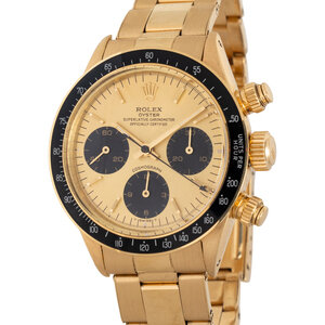 ROLEX, REF. 6263 18K YELLOW GOLD 'DAYTONA' CHRONOGRAPH WATCH Lot 35