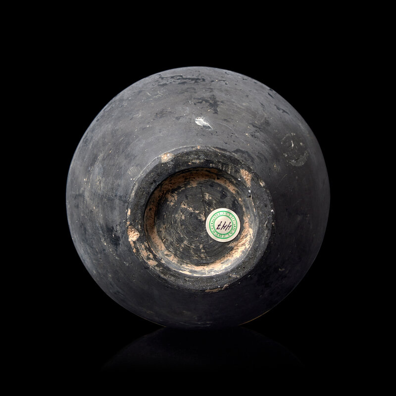 A Chinese Burnished Blackware Vase, Tang Dynasty 唐 黑陶長頸
