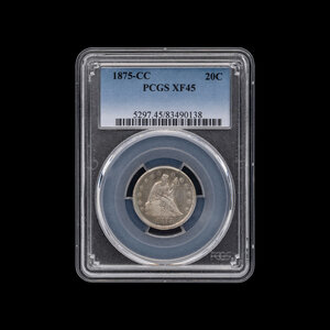 An 1875-CC Seated Liberty 20c Coin [PCGS XF45] Lot 220