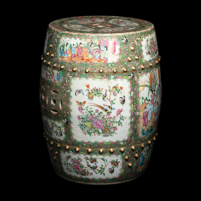 アンティーク　チャイナ　ローズメダリオン ２枚　Chinese Rose antique-chinese-export-octagon