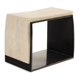 An R&amp;Y Augousti Patinated Brass and Shagreen-Upholstered Laurens Stool