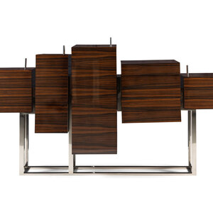 A Fermin Verdeguer for DARC Macassar Ebony and Chrome Brancusi Cabinet