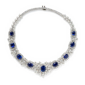 SAPPHIRE AND DIAMOND NECKLACE