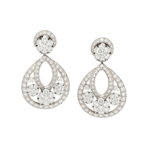 VAN CLEEF &amp; ARPELS, DIAMOND 'SNOWFLAKE' EARRINGS