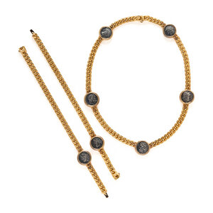 BULGARI, YELLOW GOLD AND ANCIENT COIN 'MONETE' CONVERTIBLE NECKLACE