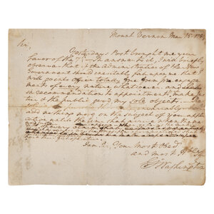 [Washington, George] Washington, George. Autograph Letter, signed