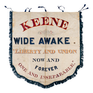 [LINCOLN-HAMLIN CAMPAIGN]. An important New Hampshire Wide Awakes banner, ca March 1860. 