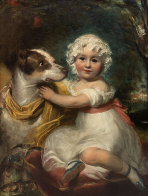 Portrait of a Young Girl and Dog